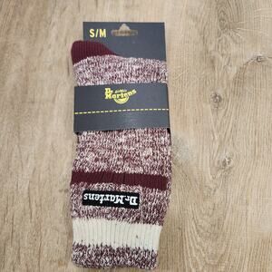 Dr. Martens Marl Socks Oxblood White Organic Cotton Blend S/M Sz 3-8 New AD07601